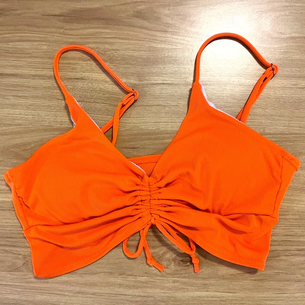 Orange tie detail bikini top NWOT